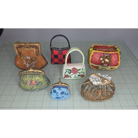 Handbags - 7 Vintage Classic Couture Collection Mini Purses Resin/ceramic Decor Collectable